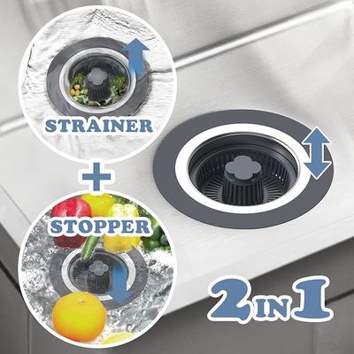 Upgraded 2 In 1 Kitchen Sink Drain Strainer & Stopper Kit, 304 Stainless Steel Pop-up Kitchen Sink Stopper With Strainer